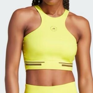 Adidas Stella McCartney TruePace High Support Sports Bra Crop Top Neon Yellow L